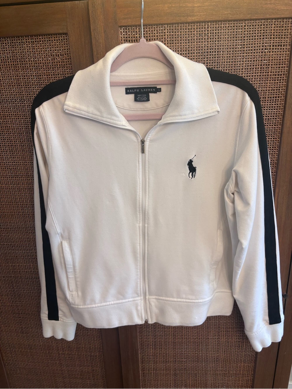 Ralph Lauren White Half-Zip Top with Silver Hardware